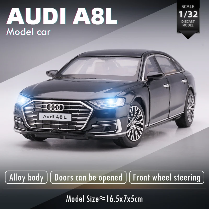 

1:32 Audi A8L Alloy Car Model Diecasts Toy Vehicles Collectible Hobbies Gifts Static Die Cast Voiture for Boys Child Gift