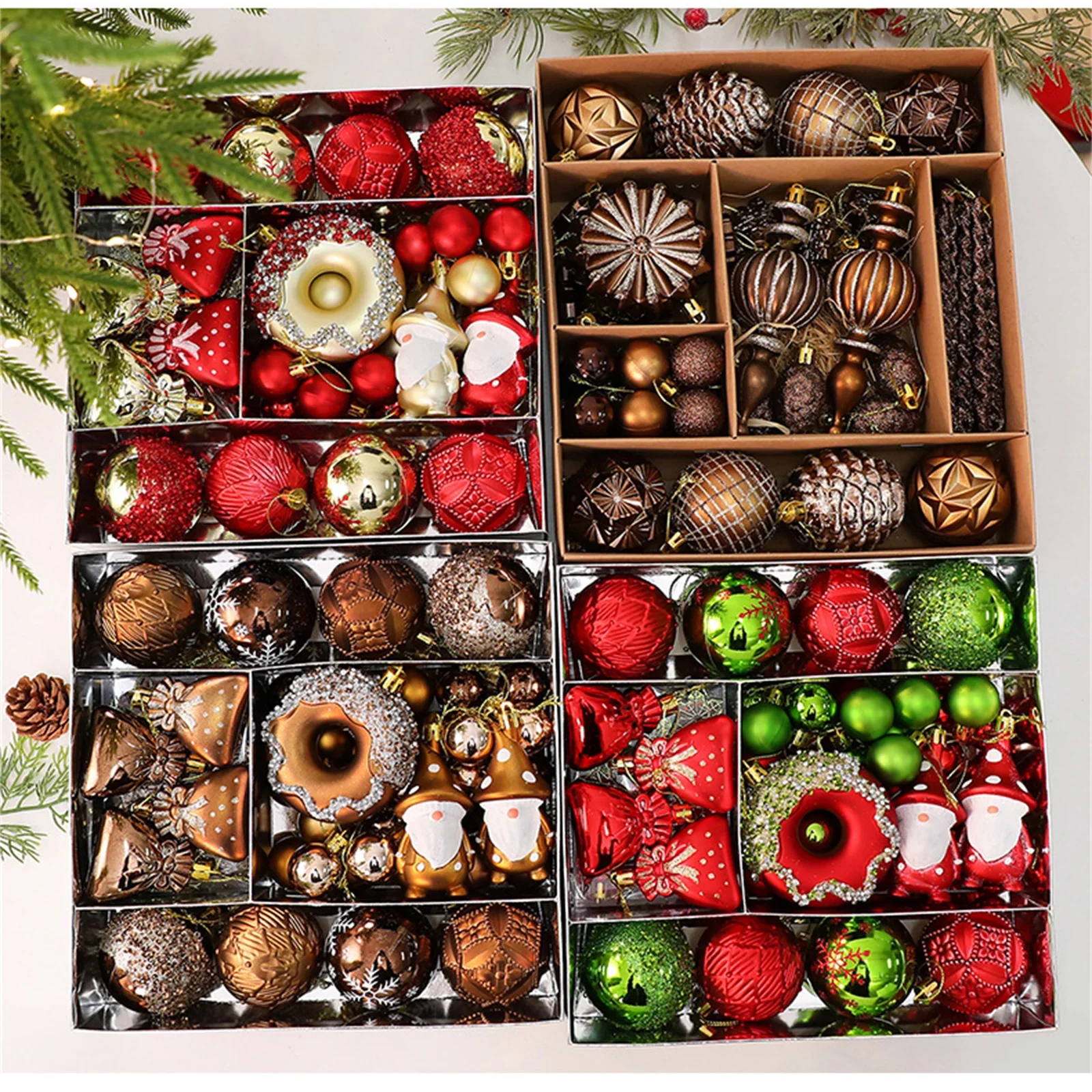 58pcs Christmas Gift Painted Christmas Ball Set,Christmas Pendant ,Christmas Tree Ornaments,Xmas New Year home Decor