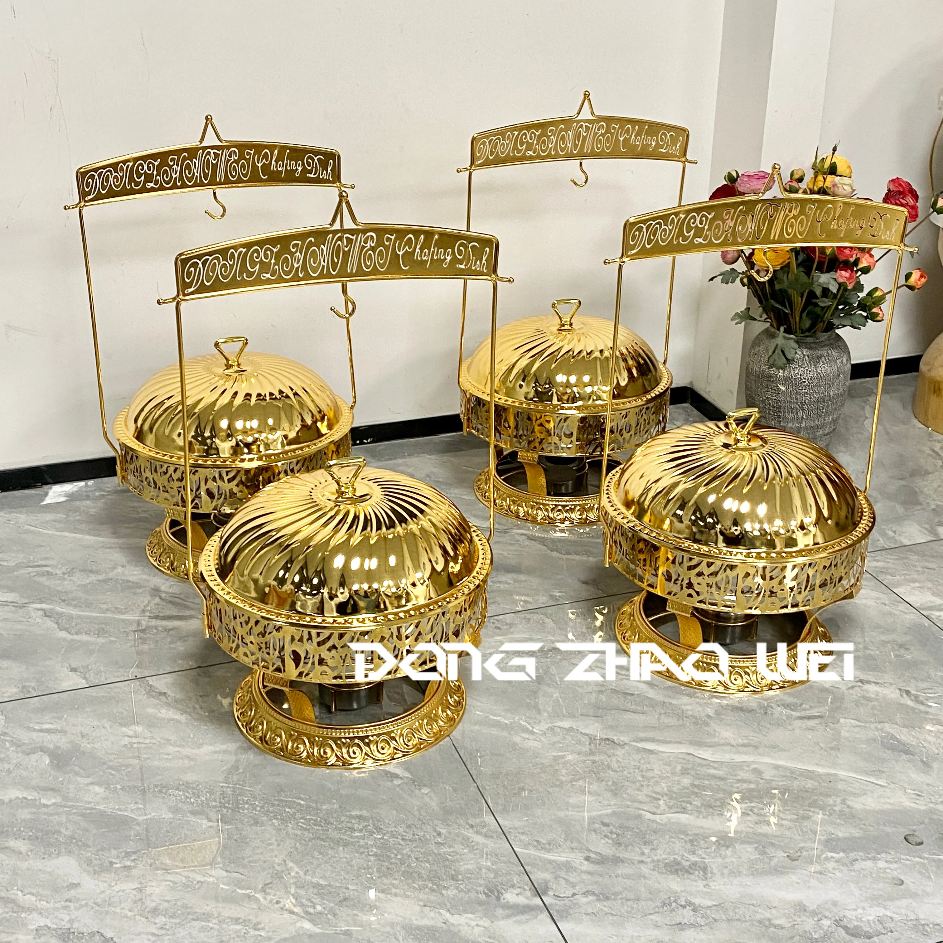 1PCS  Party Catering Supplies Buffet Stove Food Warmer Set Luxury Hanging Lid 8LGold Chafing Dish Buffet Set for Restaurant - view 4