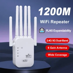 1200Mbps Wireless WiFi Repeater WIFI Range Extender WiFi Signal Booster 2.4G 5G Dual-band Network 802.11ac WiFi Amplifier Router