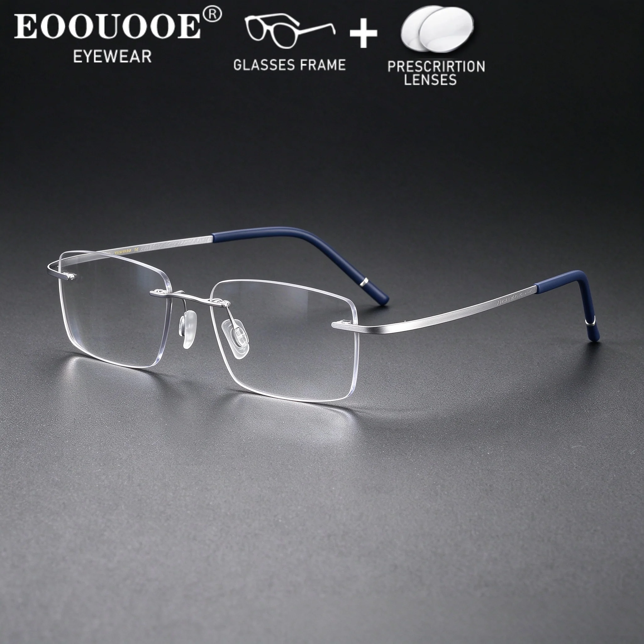 New Style Men Pure Titanium Rimless Glasses Ultralight Anti-corrosion Myopia Progressive Lenses Scratch-Resistant MR-8 Material