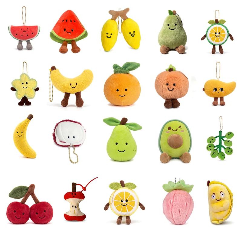 

Cute Cartoon Strawberry Plush Pendant Bag Accessories Lovely Fruit Series Creative Strawberry Car Pendant Women's Keyrings