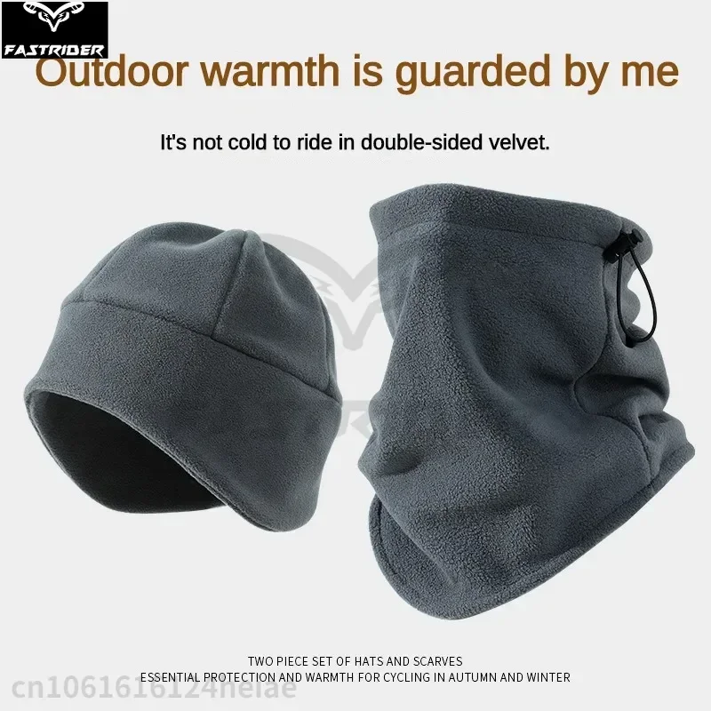 Warm Hat and Scarf Two-piece Set for Men Fleece Insulation for Couples Cycling Outdoors Warm Hat and Coldproof Cycling Face Mask