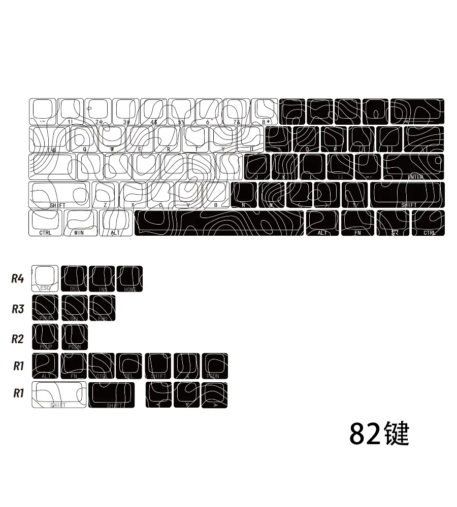 Keycap Original factory height adaptable magnetic axis mechanical keyboard thermal sublimation PBT contour line side engraved