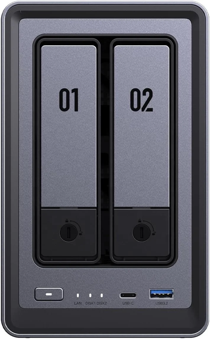 

2800 2-Bay Desktop Network Attached Storage (NAS) with N100 Quad-core CPU 8GB DDR5 RAM 2.5GbE Ethernet 2 M.2 Slots Support 4K