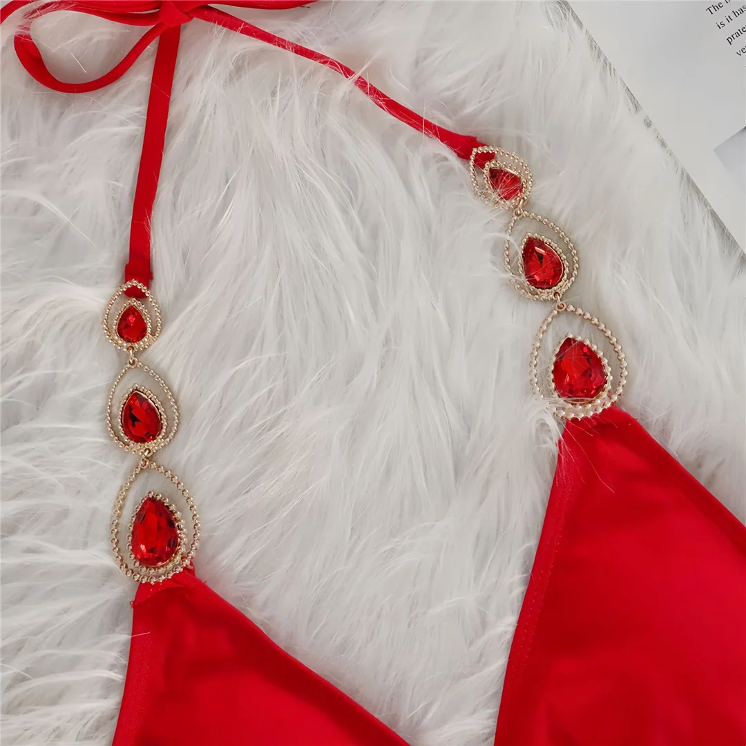 Sexy Bikini mit Diamant-Strasssteinen und Scrunch-Design für Damen, zweiteiliger Badeanzug, Badebekleidung, Badeanzug, Modell V6149 – Detail 8