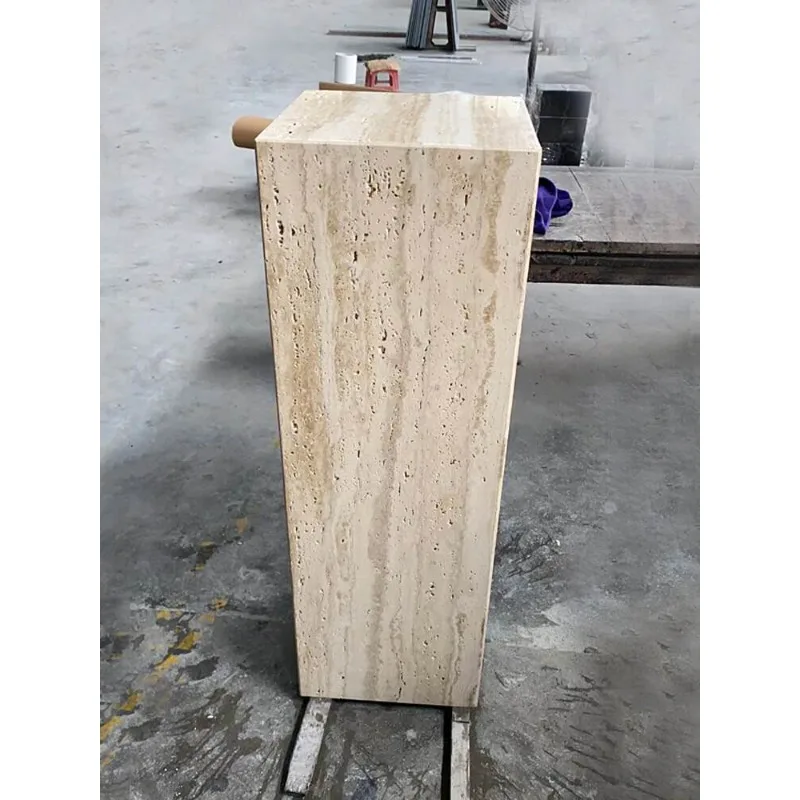 Matte Natural Travertine Marble Base Hotel Villa Decoration Column Crafts Ornament Base High-End Customization