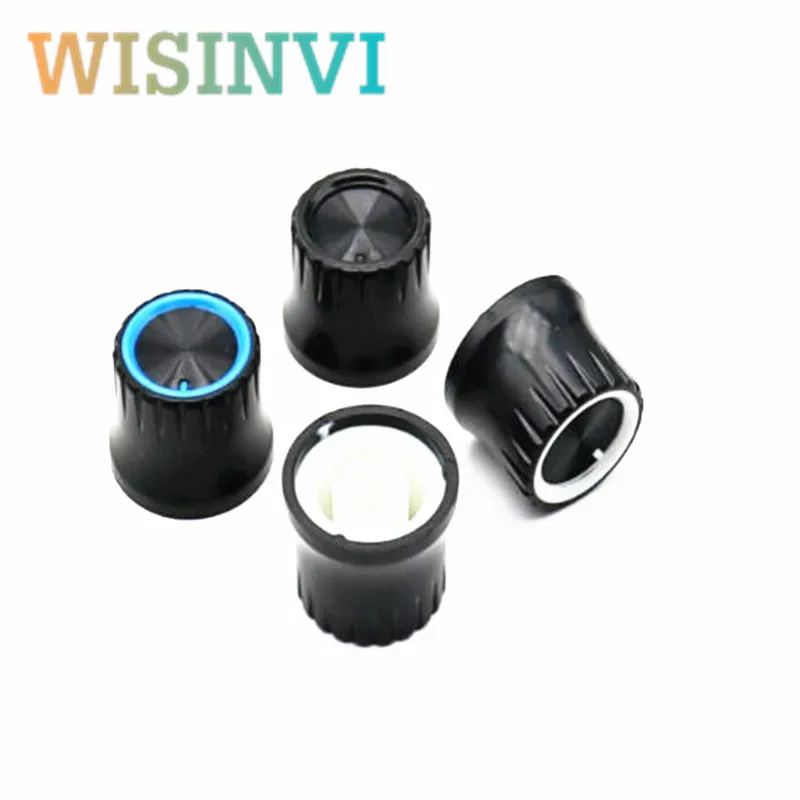 5pcs 19X15mm light Transmission Potentiometer Knob Cap 6mm knurled shaft Plastic Light Guide Volume Control Knob for Amplifier