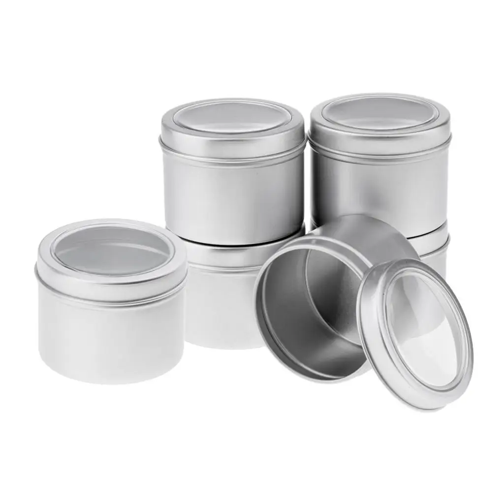 6X Aluminum Round Tin,Jar,Bottle,Can,Storage Container W/ Screw Lid