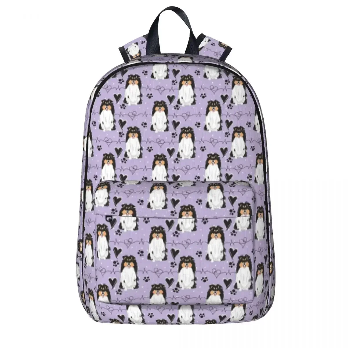 LOVE Tri Color Sheltie Dog Shetland Sheepdog Backpacks Bookbag School Bag Cartoon Kids Rucksack Laptop Rucksack Shoulder Bag