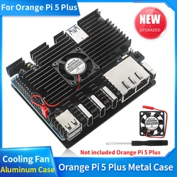 Orange Pi 5 Plus Aluminum Alloy Case Metal Enclouse with Fan Heatsinks  Active Passive Cooling Radiator for Orange Pi 5 Plus