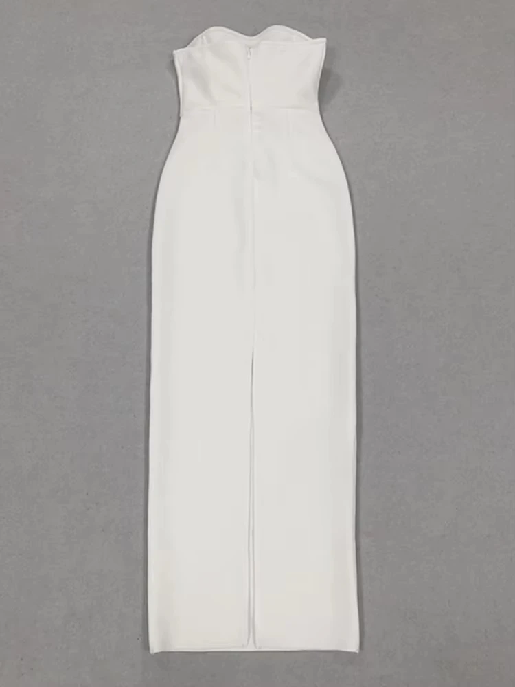 Robe longue à fleurs blanche pour femmes, sans bretelles, dos nu, maxi batterie, robe bandage, robe de soirée élégante, club de mariage, sexy, 2024