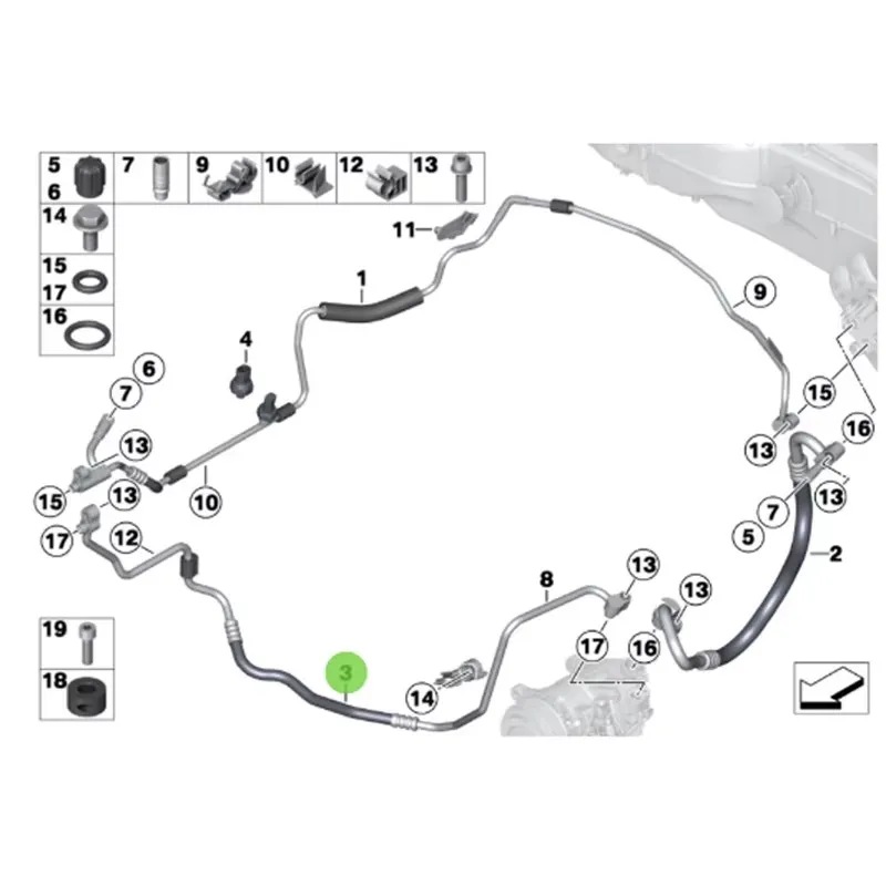 64506799633 X1 E84 مكثف ضاغط خط أنابيب الضغط العالي