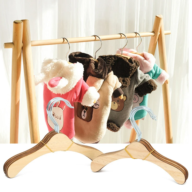 Pet Hanger Wooden Dog Cat Fashionable Cute Dog Wear Clothes  Pet Apparel Hangers Mini Dog Coat Trouser Hangers