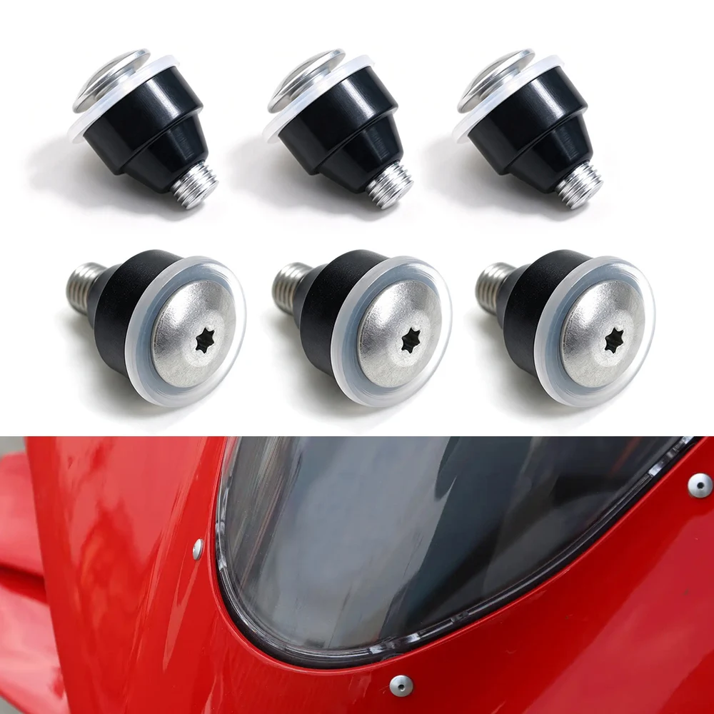 Windshield Glass Fixing Screws For Ducati Monster 696 796 821 1100 1200 Panigale 1299 1199 959 V4 S V4S Stainless Steel & Rubber
