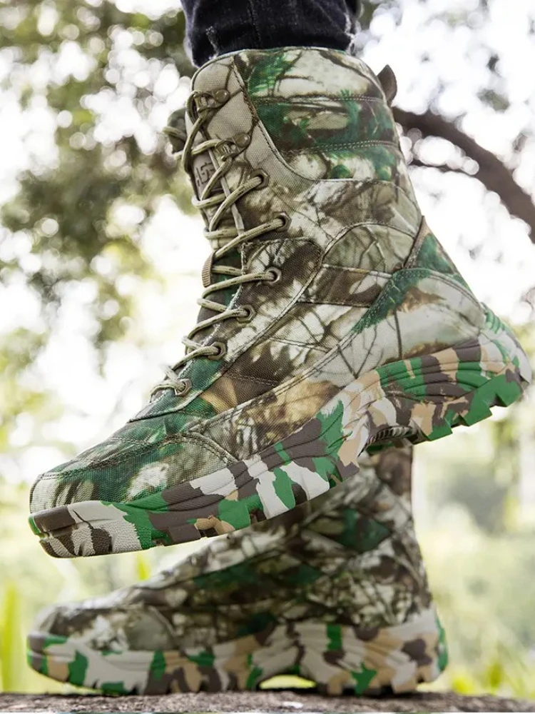 

Outdoor Camouflage Anti-skid Tactical Combat Boots Outdoor Mountaineering Training Boots High-top Hiking Men's Tooling Boots