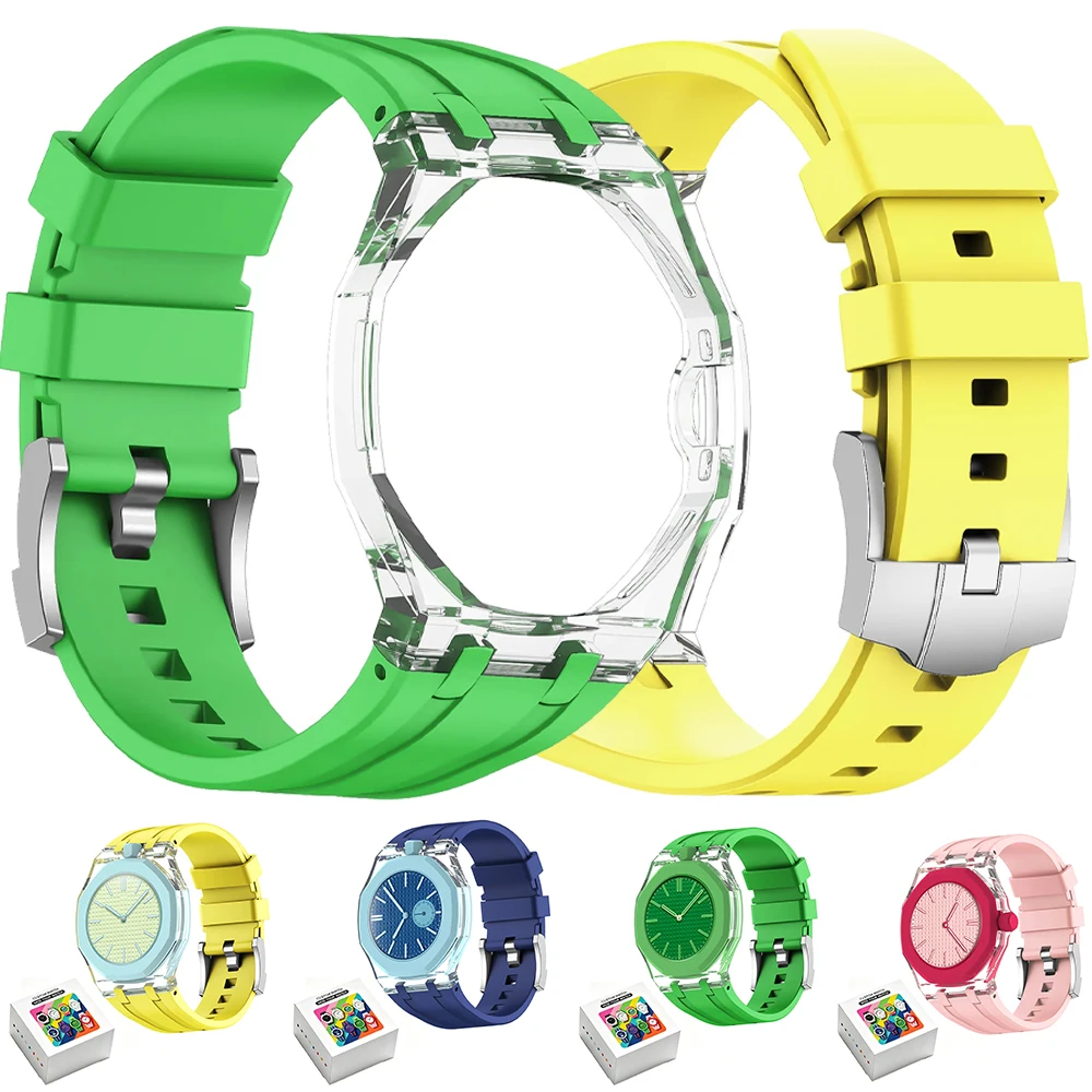 Transparentes Gehäuse + Silikonarmband für Swatch x AP Royal POP. Integriertes, modifiziertes Armband für Swatch x AP Royal POP. Zubehör.