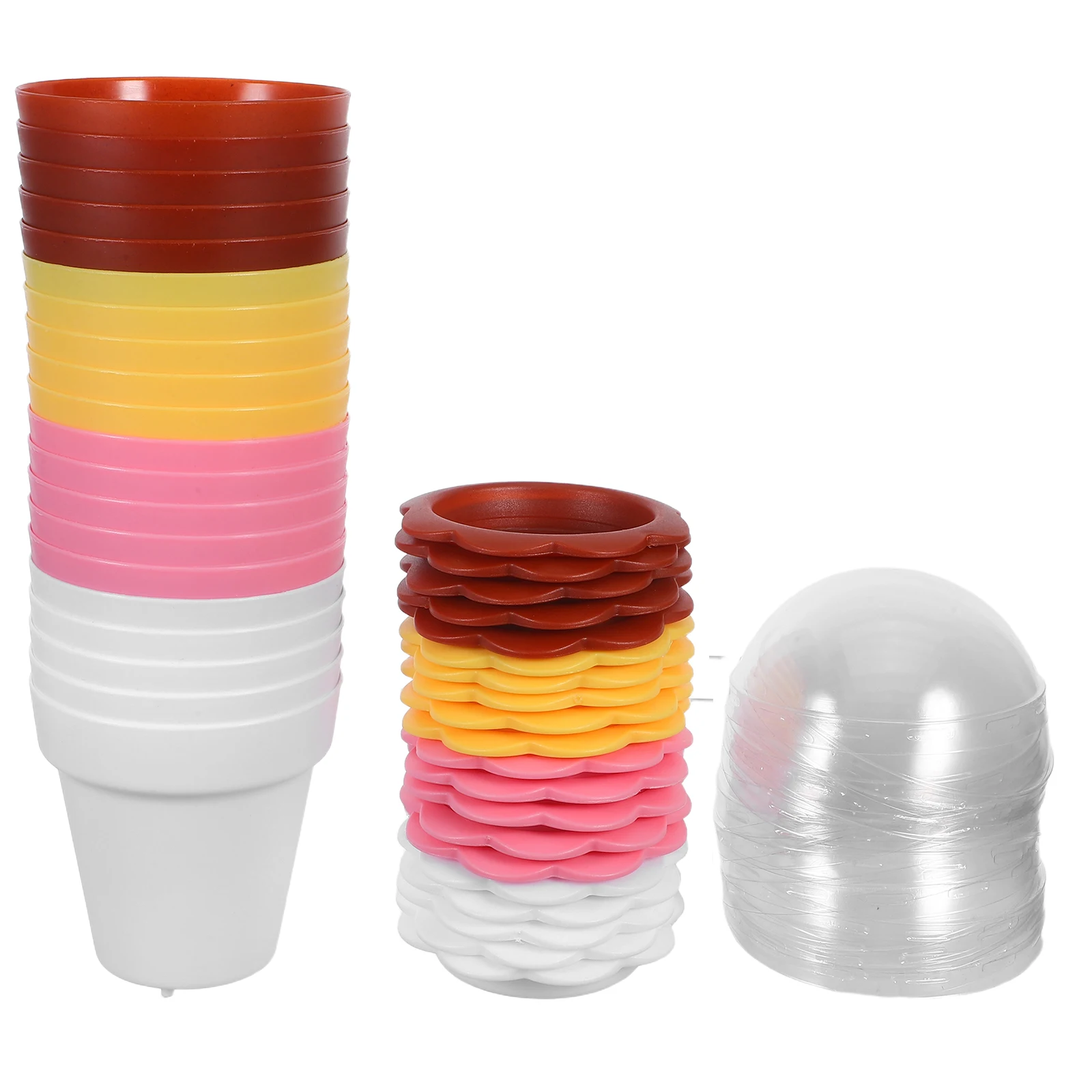 

20Sets Dessert Cups Clear Dome Lids Secure Seal Plastic Dessert Pots Mini Ice Cream Bowls Party Pudding Serving Containers