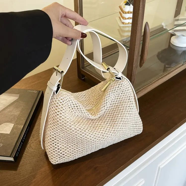 

‌Elegant Armpit Tote Bag Women 2025 New Simple Shoulder Messenger Large Capacity Niche Trend Woven Purse Light Luxury Daily Gift