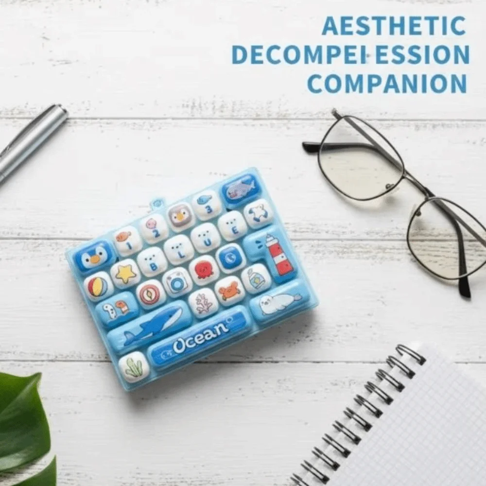 26 Key Decompression Button Creative Style Cute Design Mini Keyboard Pendant Bag Hanging Ornament Small Gift Keyboard Keychain