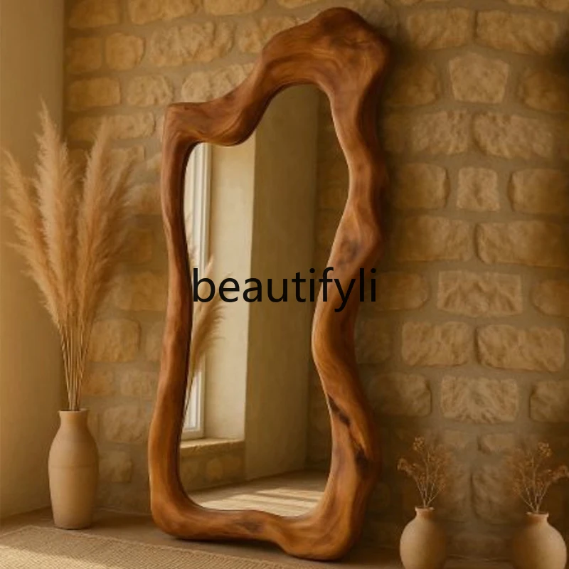 

Vintage Living Room Floor Mirror Nordic French Full-Length Mirror Artistic Irregular Creative Wall-Mounted Mirror