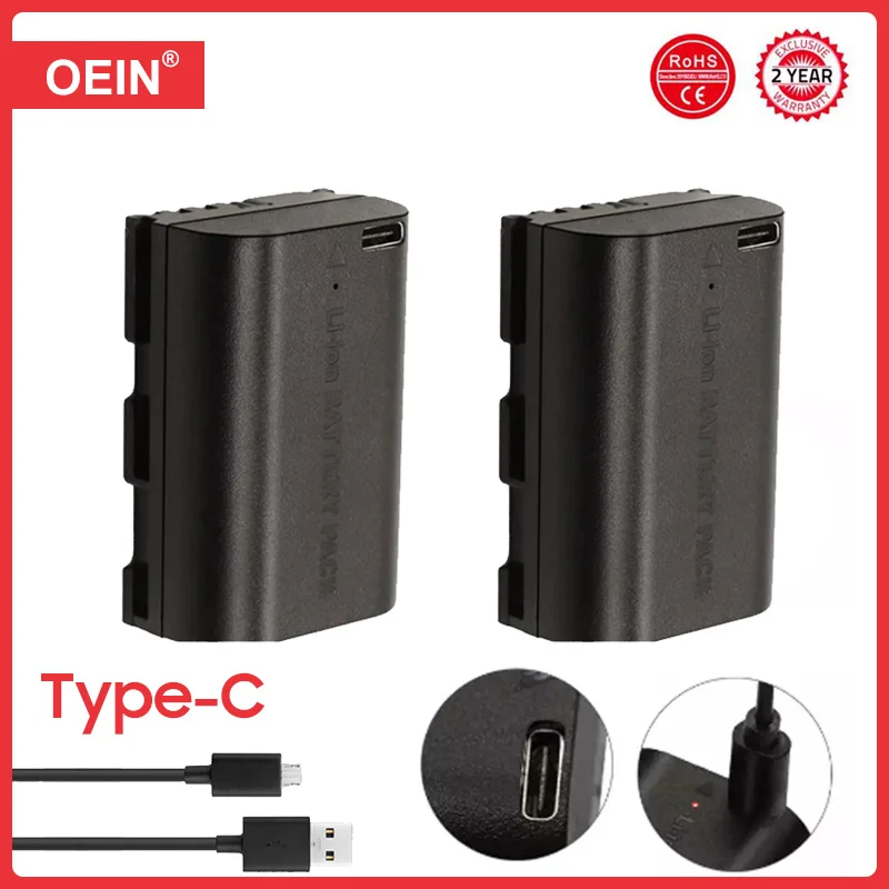 2800mAh LP-E6H Replace LP-E6N LP-E6 Battery with Type-C Input For Canon EOS R R5 R6 60D 70D 80D 90D 5D IV 5DS R 7D Mark Camera