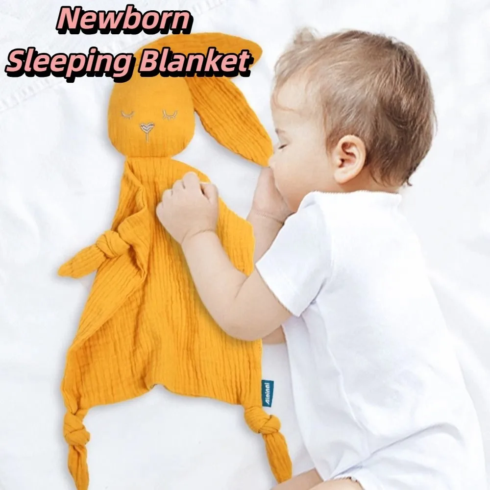 

Baby Soothing Soft Baby Cotton Gauze Blanket Rabbit Ears Cartoon Comforter Saliva Scarf Sensory Cute Handkerchief Sleep