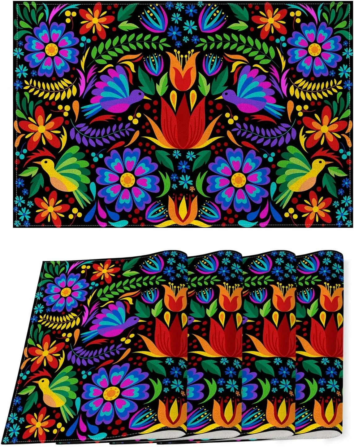 Mexican Day of The Dead Linen Placemats Kitchen Table Accessories Dia De Los Muertos Sugar Skull Placemats Home Dining Decor