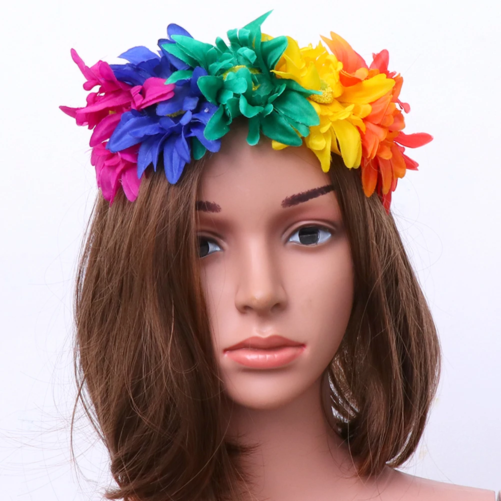4-delige regenboog haarband set bruids bruiloft bloem hoofdband hoofddeksels doek bruidsmeisje hoofdtooi charme elegant chic