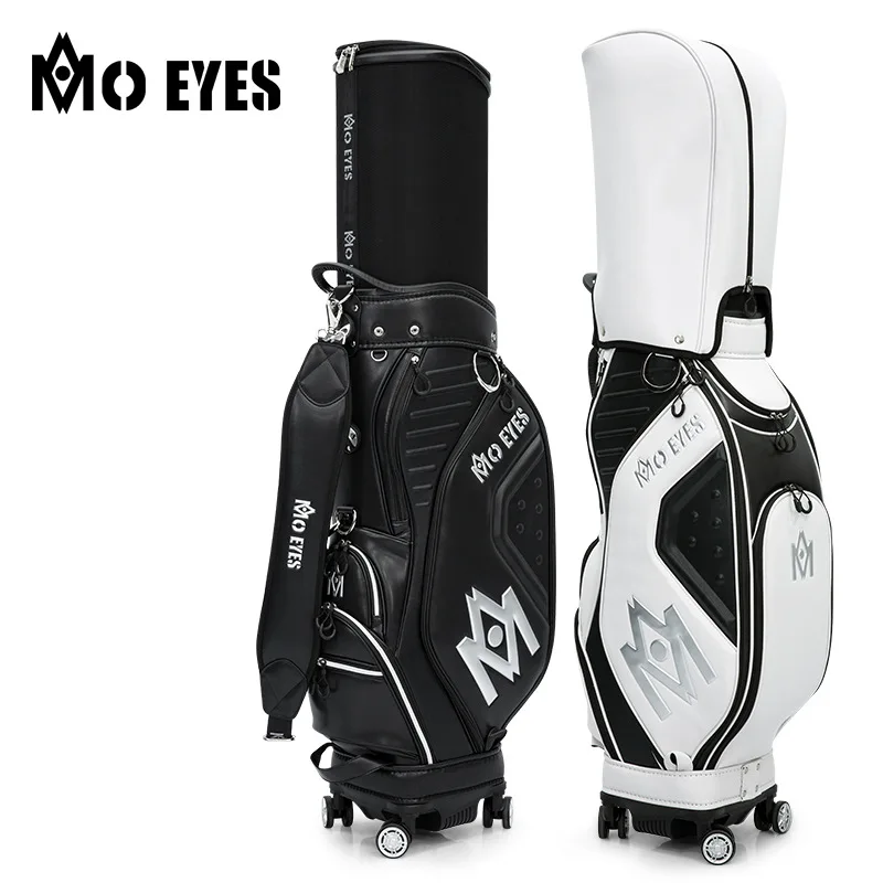 

PGM MO EYES Golf Bag Mens Telescopic Standard 3D Embossed 4 Wheel Push Air Travel