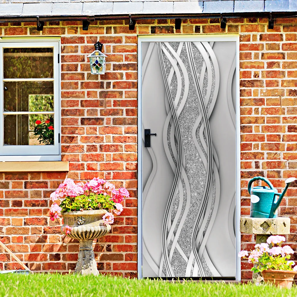 PVC Self Adhesive Wall Sticker Waterproof Oil Proof Stain Resistant Door Sticker Rental Apartment Makeover Bedroom Door Decal