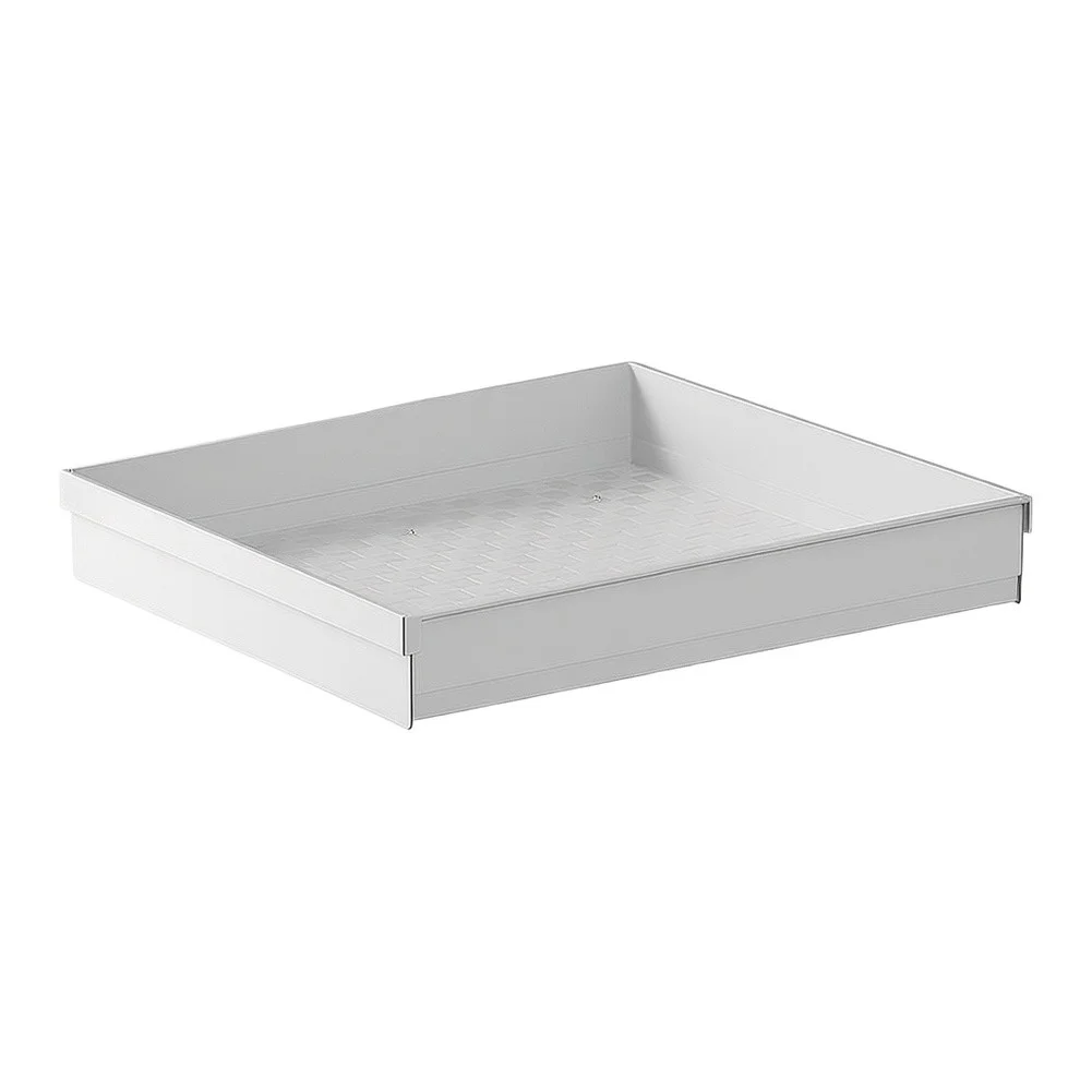White Pull-Out Cabinet Organizer Adjustable Width 14 to 21 Inches Depth 17 to 24 Inches Tool-Free Mounting PP Material