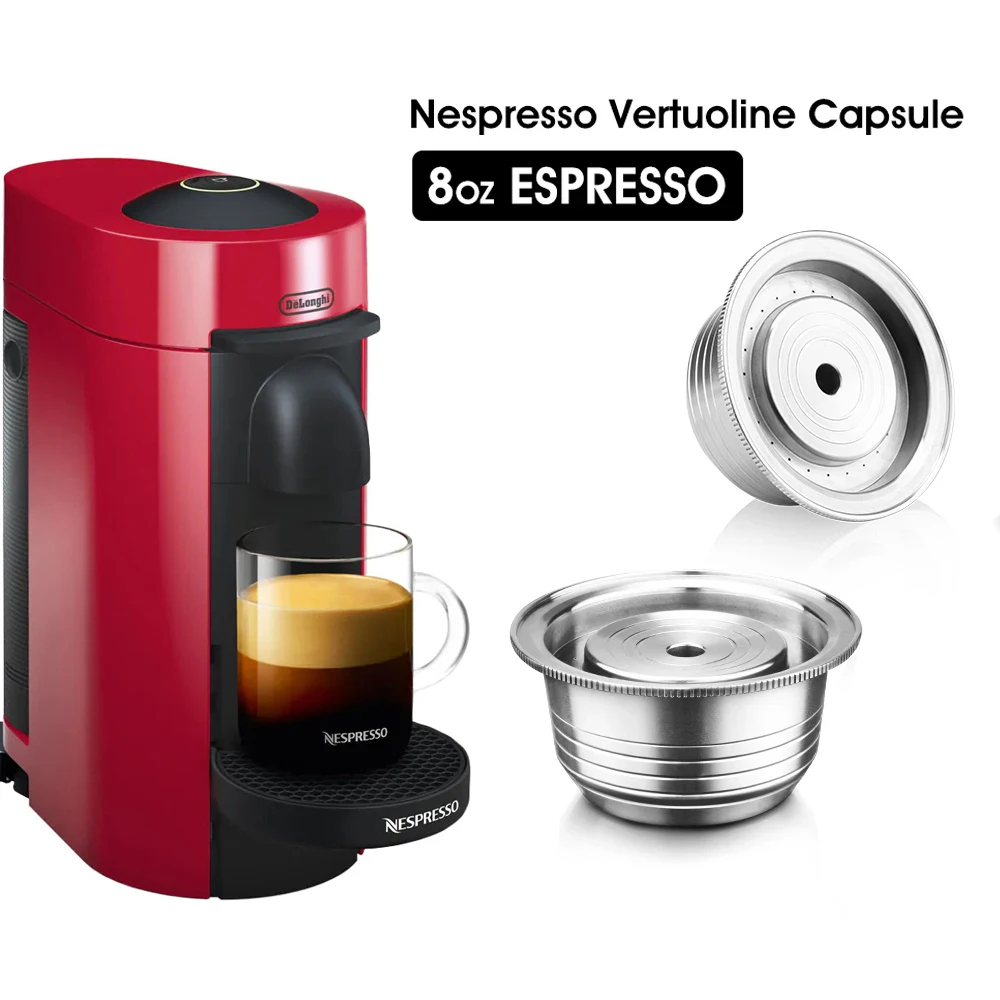 Refillable Stainless Steel Reusable Capsule Compatible with Nespresso Vertuo Pods Coffee Filter for Nespresso Delonghi