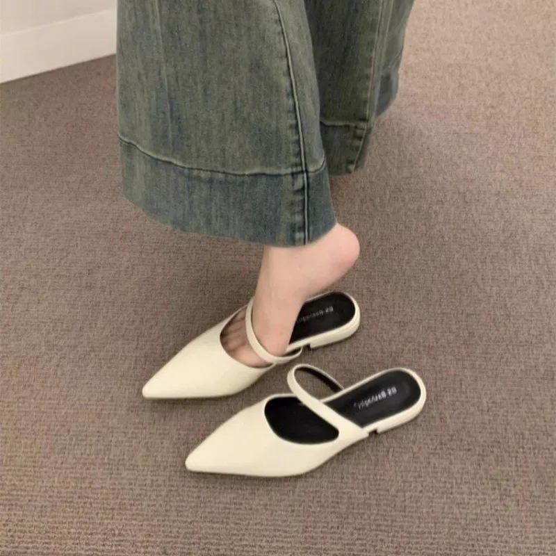 

Summer New Style Women's Spring Summer Pointed Toe Women's Slippers Fashion Shallow Party Dress Ladies Flats Slides Shoes