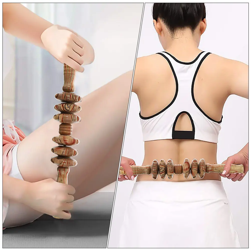 

2pcs Wooden Belly Massage Roller Back Massager Abdominal Muscle Relaxation Tool Eco-Friendly Durable Roller Type Massaging
