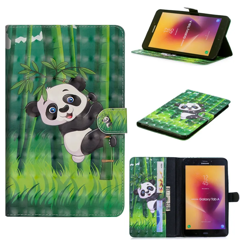 New Wallet Case for Samsung Galaxy Tab A 8.0 T380 T385 2017 8.0 inch tpu leather 3D Cartoon Pattern Smart stand tablet Protector