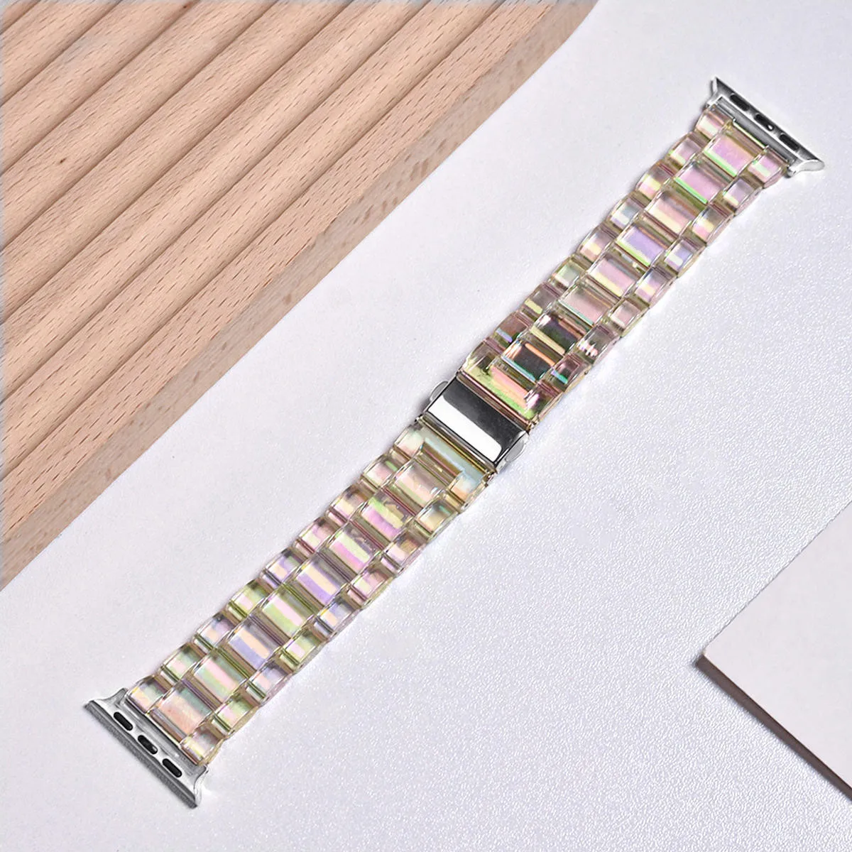 New Laser Transparent Strap for Apple Watch Band 40mm 41mm 44mm 45mm 38mm 42mm Aurora Shinning Braceletfor iWatch 9 8 7 SE 6 5 4