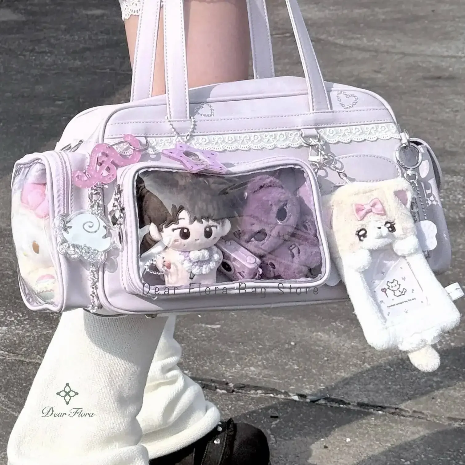 

Y2K Новая концертная сумка Ita JK Большая вместительная сумка на плечо Милая девушка Прозрачный рюкзак Выставка DIY Значок Дисплей Сумка через плечо