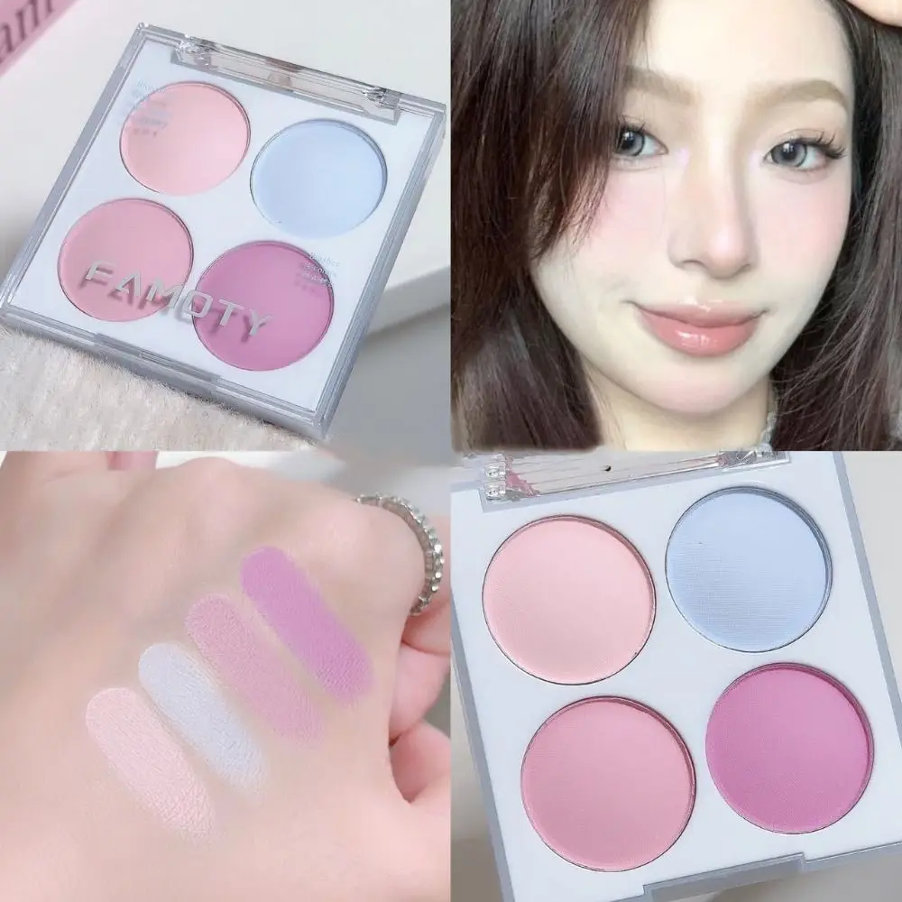 Sweet Long-lasting 4 Colors Blush Palette Matte Vibrant Color Cheek Tint Rouge Portable Powder Compact Cream Blush Makeup Tool