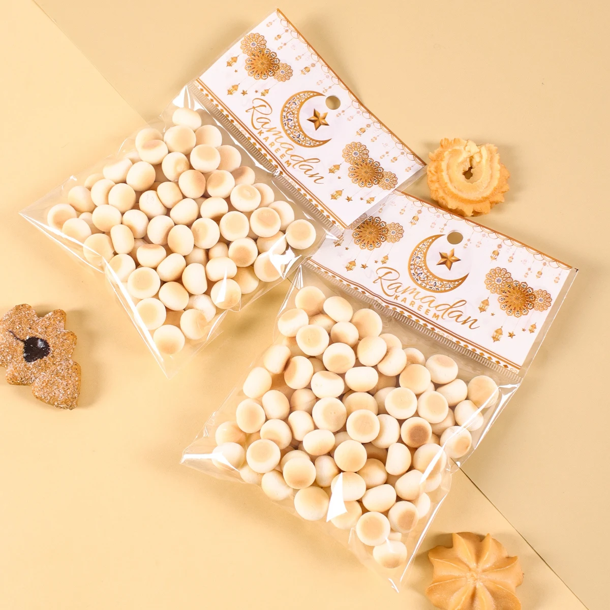 30/50 Stück Ramadan Süßigkeitentüten Selbstklebende Plastik-Geschenktüten 2026 Ramadan Kareem Islamische Muslimische Party Eid Al Adha Geschenke