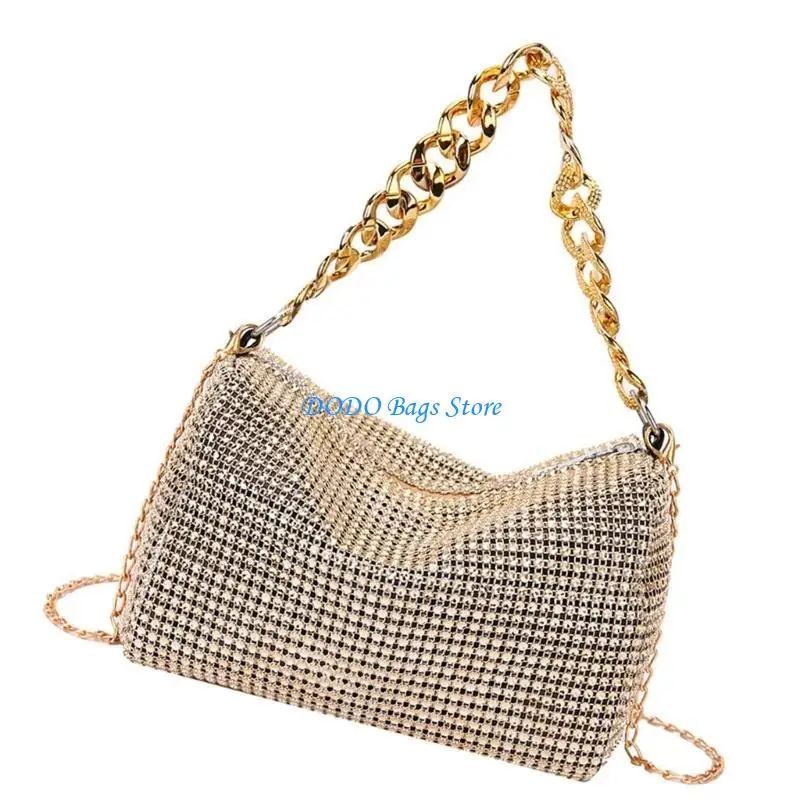 Borsa da donna con glitter e borsa a tracolla da viaggio, pochette da sotto le ascelle, per feste, matrimoni