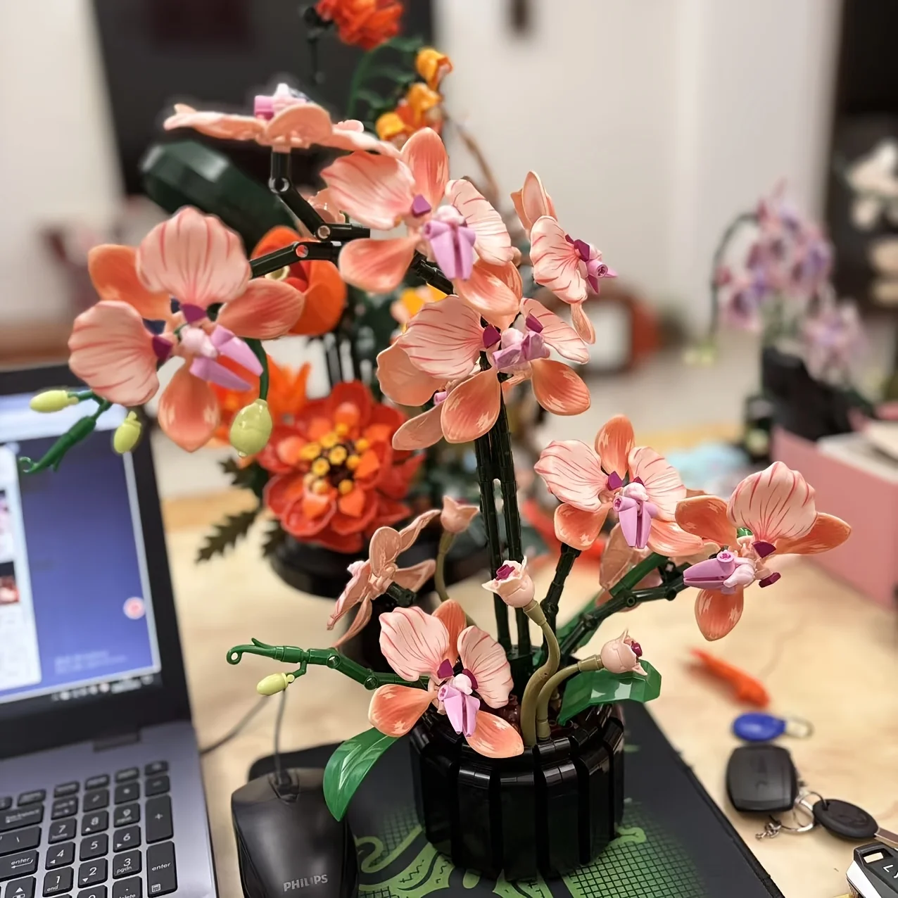 

New Self-Assembly Orchid Building Block Set, Artificial Flower Building Blocks for Adults, Bonsai Plant Indoor Home Office Desk Decoration, Teacher's Day/Mother's Day/Valentine's Day/Christmas/Birthday Gift