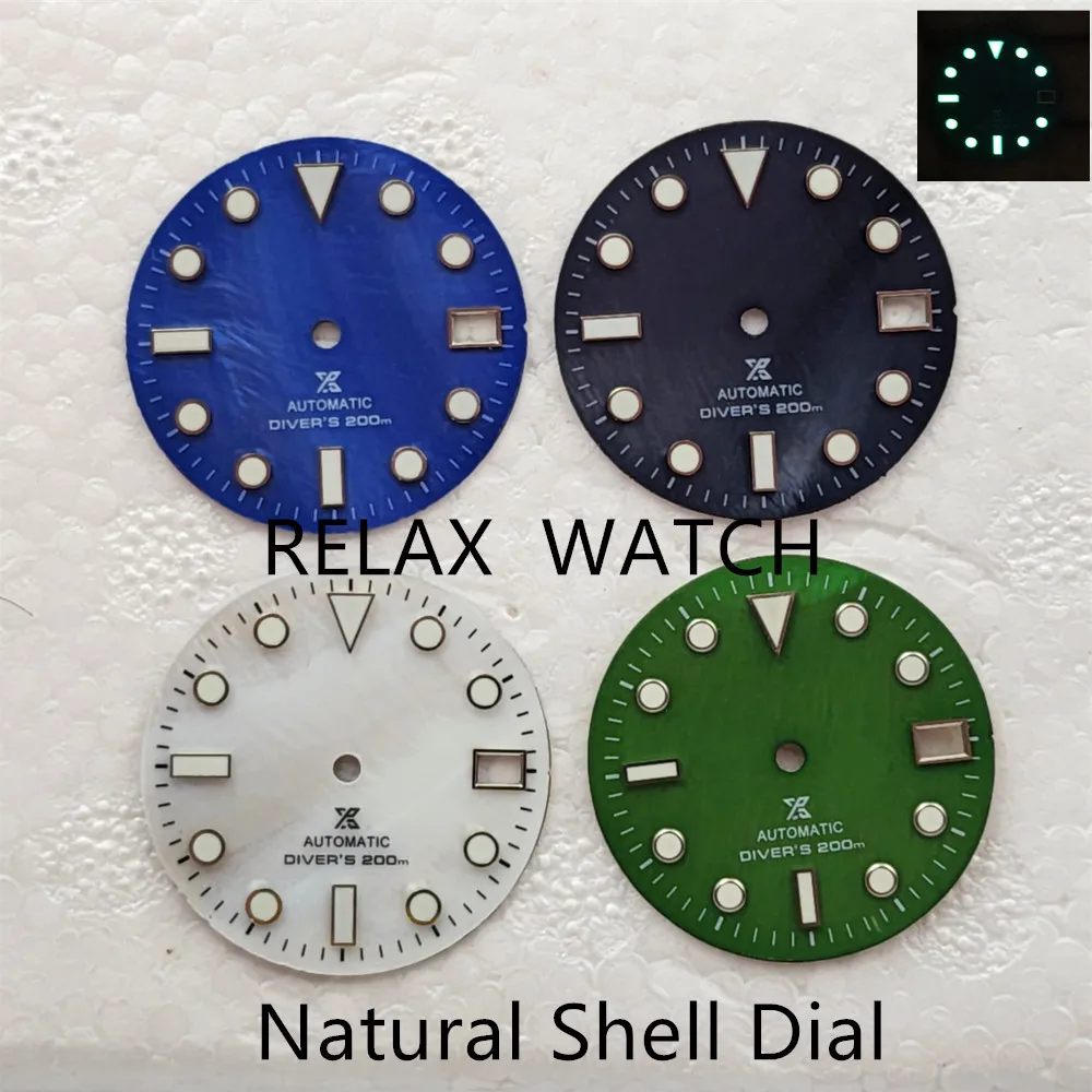 日本の自動ムーブメント,発光素材,3つのロッククラウン,緑色,28.5mm