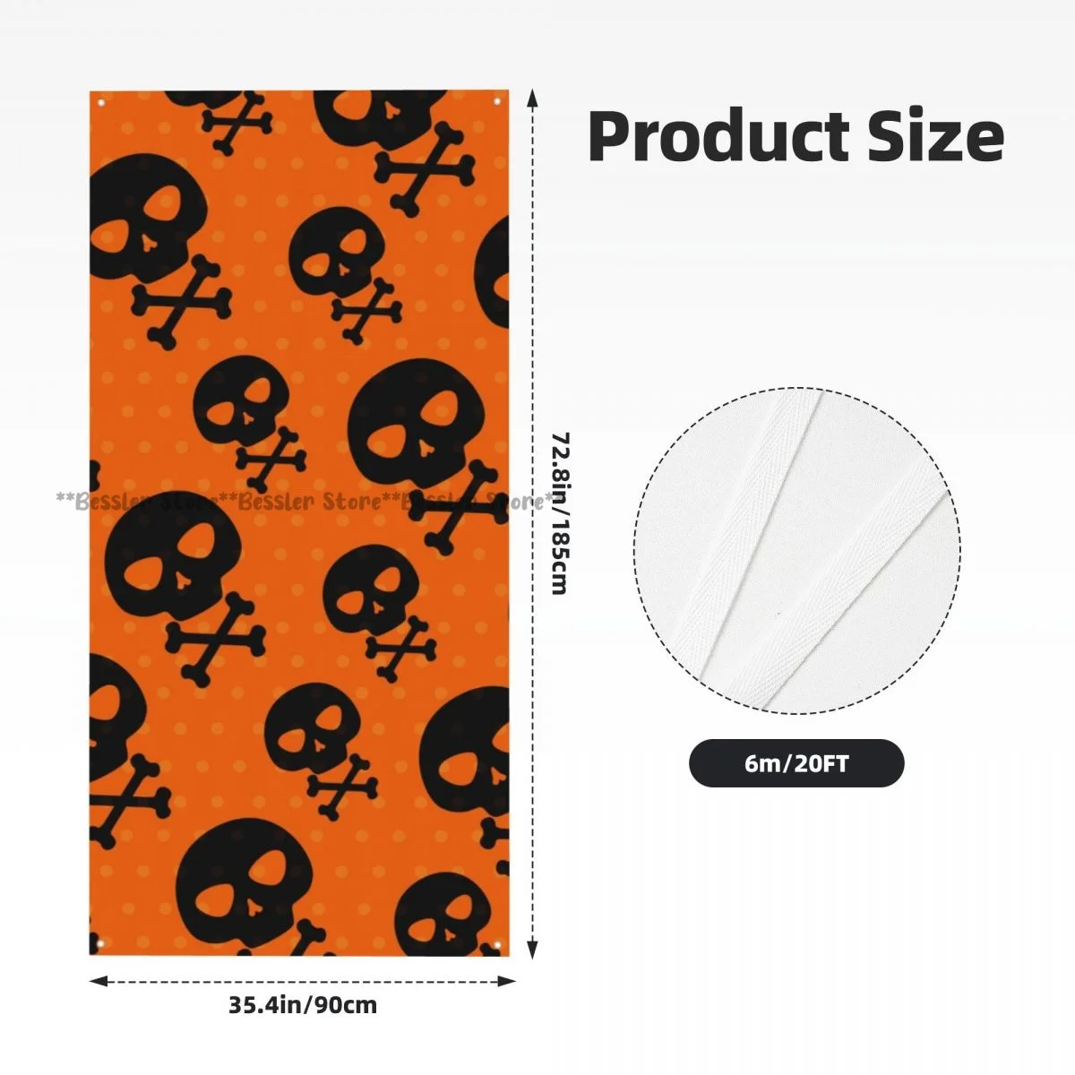 Door cover banner Halloween Skulls holiday house decoration general purpose 35.4x70.8 inch