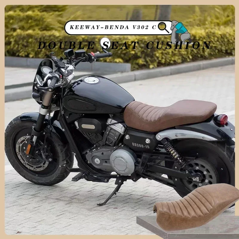 Rétro personnalisé Moto dehors Style Double Siège Coussin pour KEEWAY-BENDA V302 C