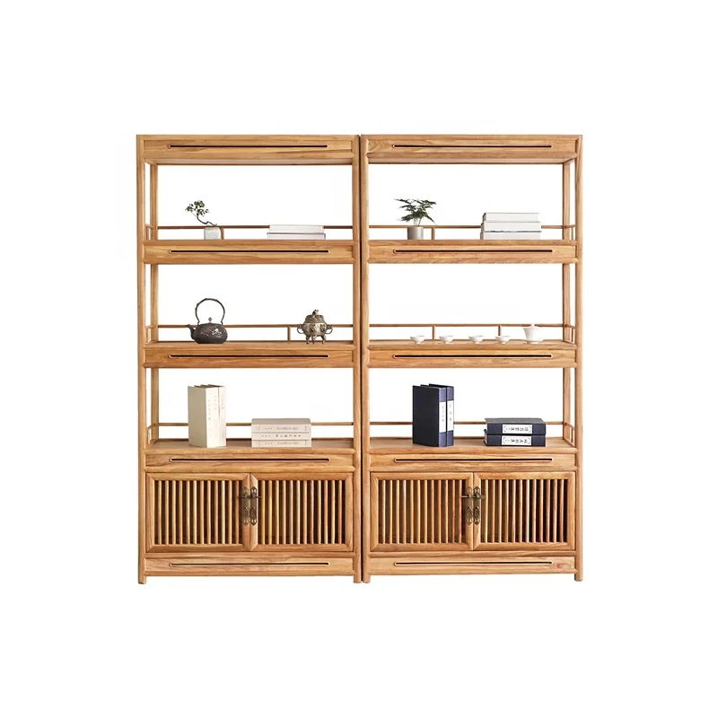 

Подставка для китайского чайного сервиза, 3-слойная полка для шкафчика для гостиной, книжная полка из цельного дерева