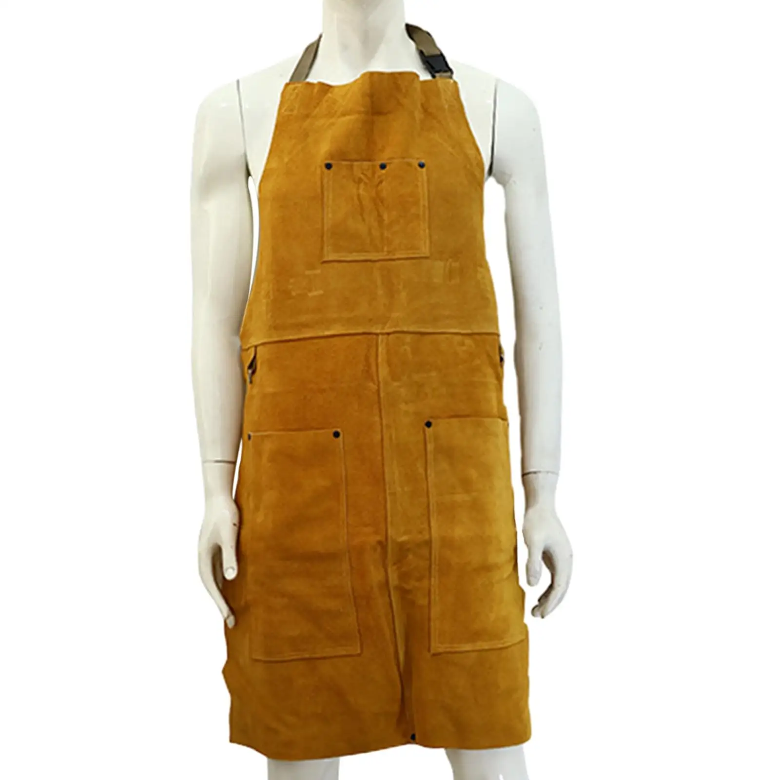 Heat Resistant Welding Apron Cowhide Protective Clothing Adjustable Strap Anti Flame Work Coat for Carpenter Mechanic Farrier