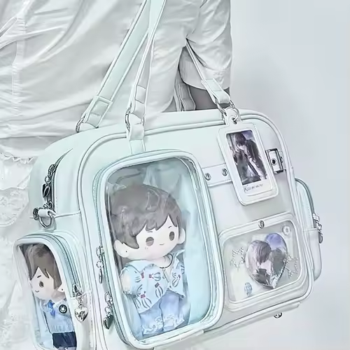 Japanese Tote Bag Fashion Concert Shoulder Bag Student Backpack Transparent Multi-pocket Messenger Bag Zipper Storage Pain Bag - Image 9