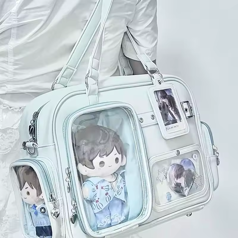 Japanese Tote Bag Fashion Concert Shoulder Bag Student Backpack Transparent Multi-pocket Messenger Bag Zipper Storage Pain Bag - Image 9
