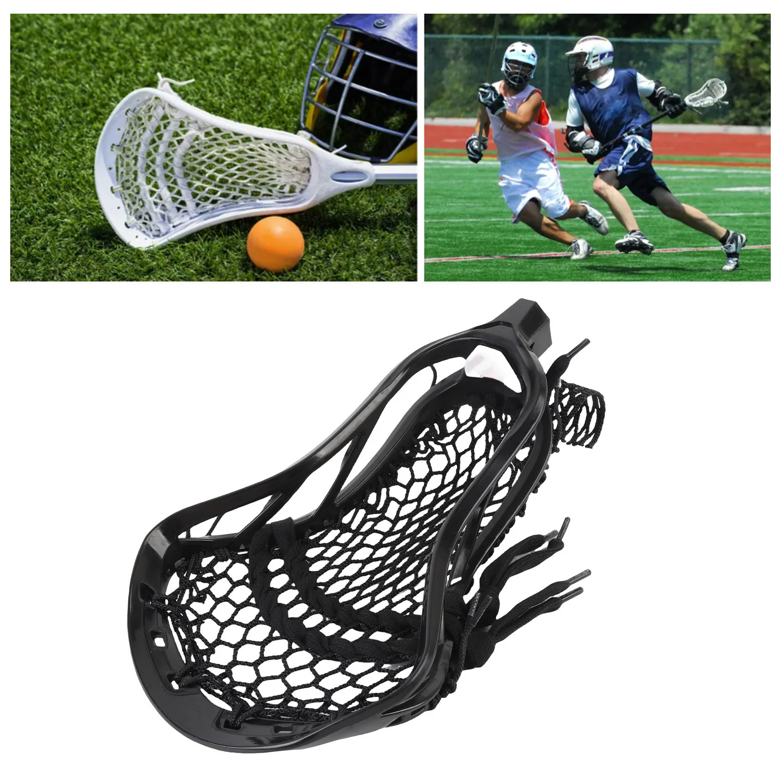 Lacrosse Stick Head Training Equipment Nylon Strung Lacrosse Head Replacement for Competition Offensive Defensive Strategies